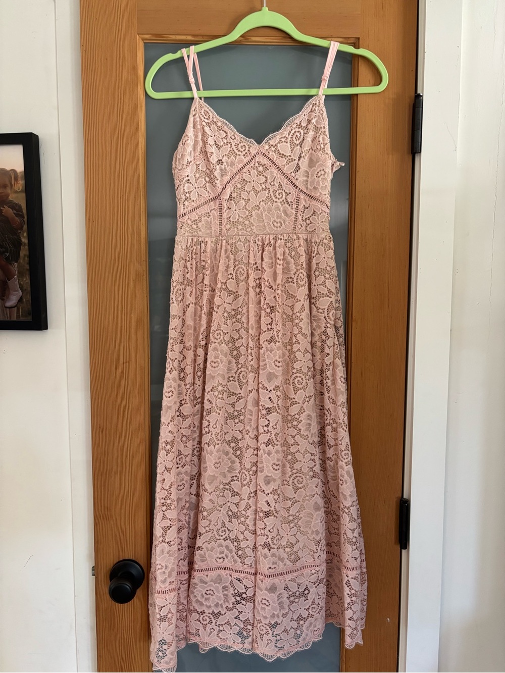 NSR Blush Pink Lace Midi Dress